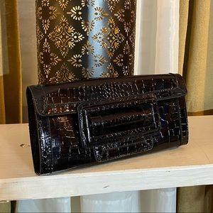 WHBM clutch with convertible silver chain strap